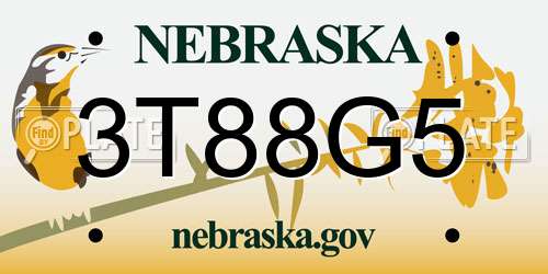 3T88G5 Nebraska License Plate