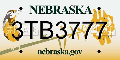 3TB3777 Nebraska License Plate