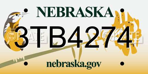 3TB4274 Nebraska License Plate