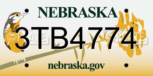 3TB4774 Nebraska License Plate