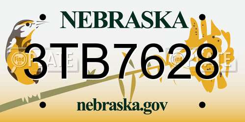 3TB7628 Nebraska License Plate