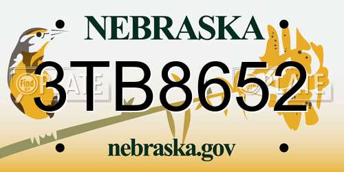 3TB8652 Nebraska License Plate