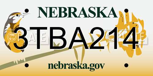 3TBA214 Nebraska License Plate