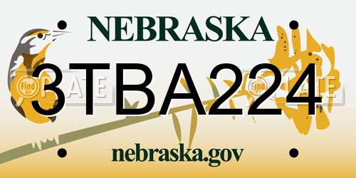 3TBA224 Nebraska License Plate