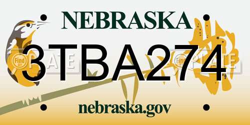 3TBA274 Nebraska License Plate