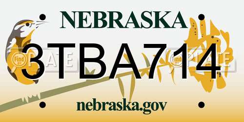 3TBA714 Nebraska License Plate