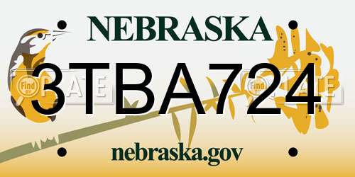 3TBA724 Nebraska License Plate