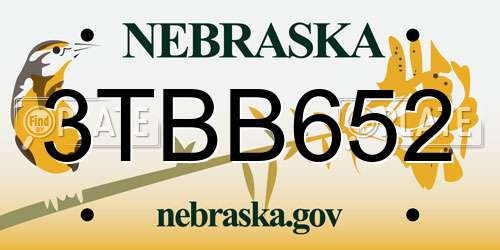 3TBB652 Nebraska License Plate