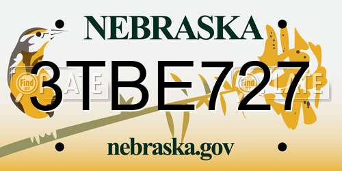 3TBE727 Nebraska License Plate