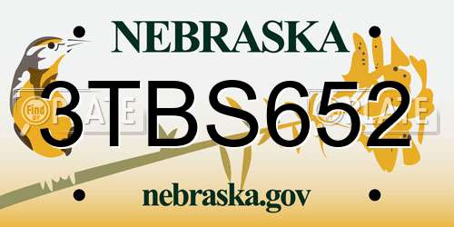 3TBS652 Nebraska License Plate