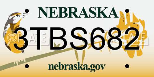 3TBS682 Nebraska License Plate
