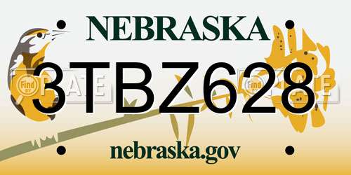 3TBZ628 Nebraska License Plate