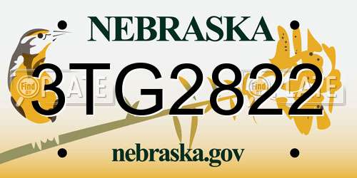 3TG2822 Nebraska License Plate