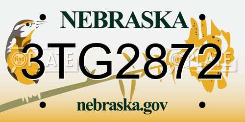 3TG2872 Nebraska License Plate