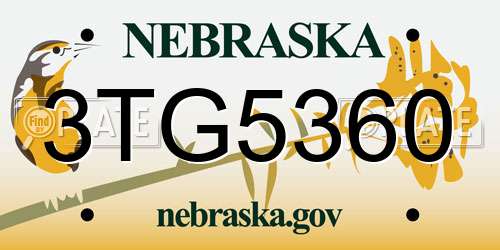 3TG5360 Nebraska License Plate