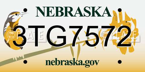 3TG7572 Nebraska License Plate