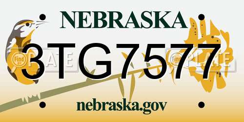 3TG7577 Nebraska License Plate
