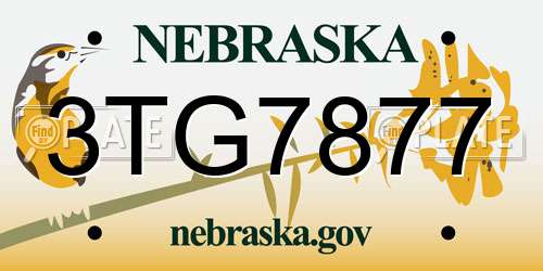 3TG7877 Nebraska License Plate
