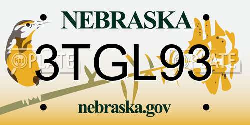 3TGL93 Nebraska License Plate