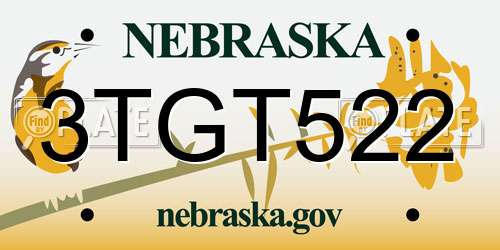 3TGT522 Nebraska License Plate