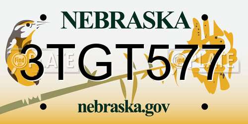 3TGT577 Nebraska License Plate