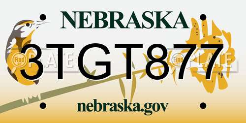 3TGT877 Nebraska License Plate