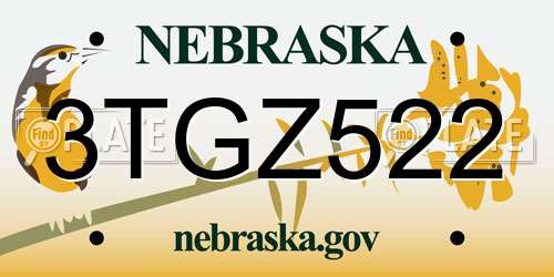 3TGZ522 Nebraska License Plate