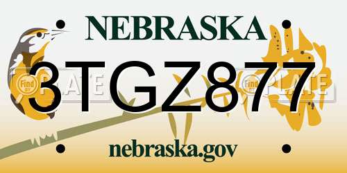 3TGZ877 Nebraska License Plate