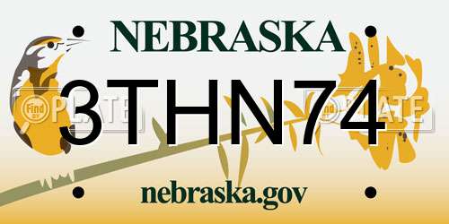3THN74 Nebraska License Plate