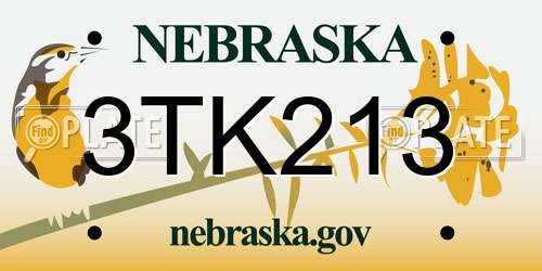 3TK213 Nebraska License Plate