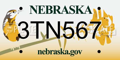 3TN567 Nebraska License Plate