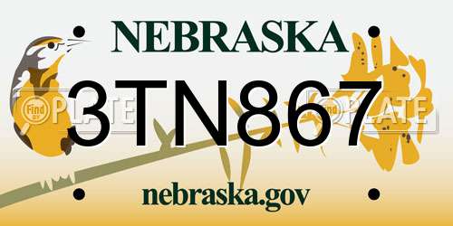 3TN867 Nebraska License Plate