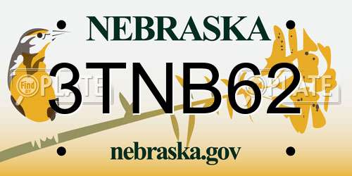3TNB62 Nebraska License Plate