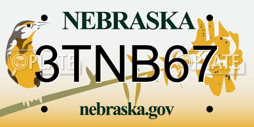 3TNB67 Nebraska License Plate