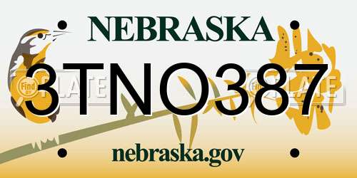 3TNO387 Nebraska License Plate