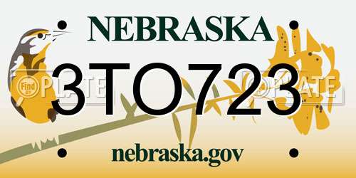 3TO723 Nebraska License Plate