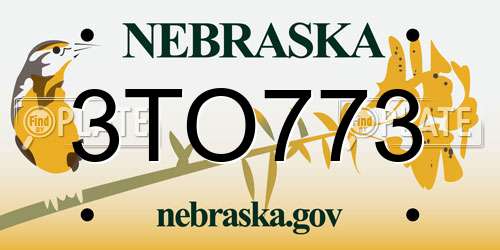 3TO773 Nebraska License Plate