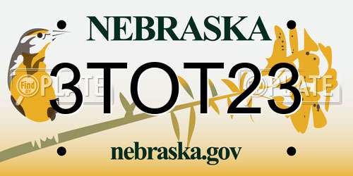 3TOT23 Nebraska License Plate