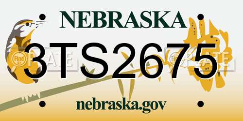 3TS2675 Nebraska License Plate