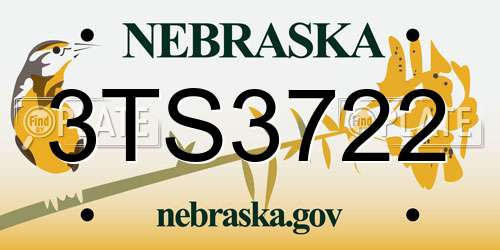 3TS3722 Nebraska License Plate