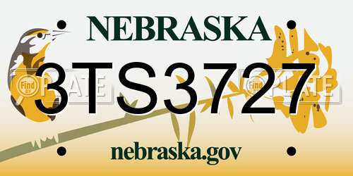3TS3727 Nebraska License Plate