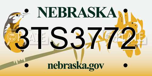3TS3772 Nebraska License Plate