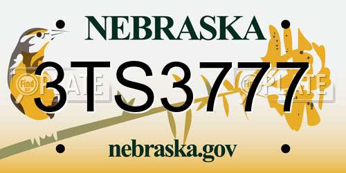3TS3777 Nebraska License Plate