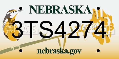 3TS4274 Nebraska License Plate