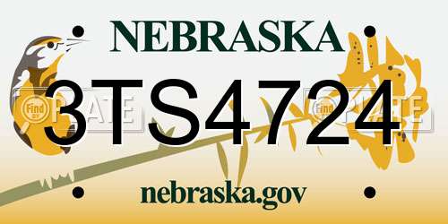 3TS4724 Nebraska License Plate