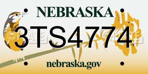 3TS4774 Nebraska License Plate