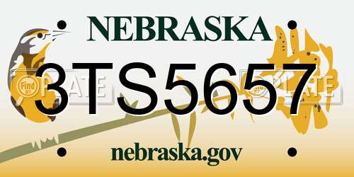 3TS5657 Nebraska License Plate
