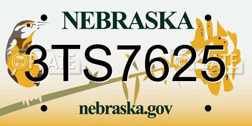 3TS7625 Nebraska License Plate