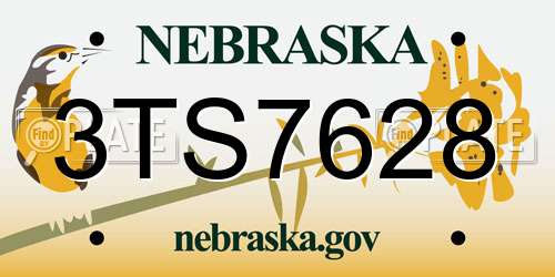 3TS7628 Nebraska License Plate