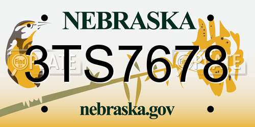 3TS7678 Nebraska License Plate